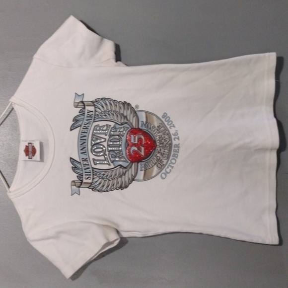 HARLEY Davidson 25 anniversary white top size medium - Picture 1 of 6